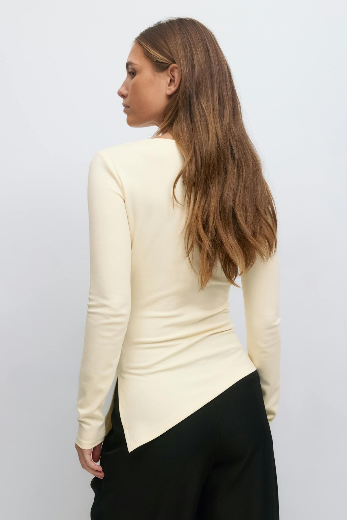 Asymmetric long sleeve top