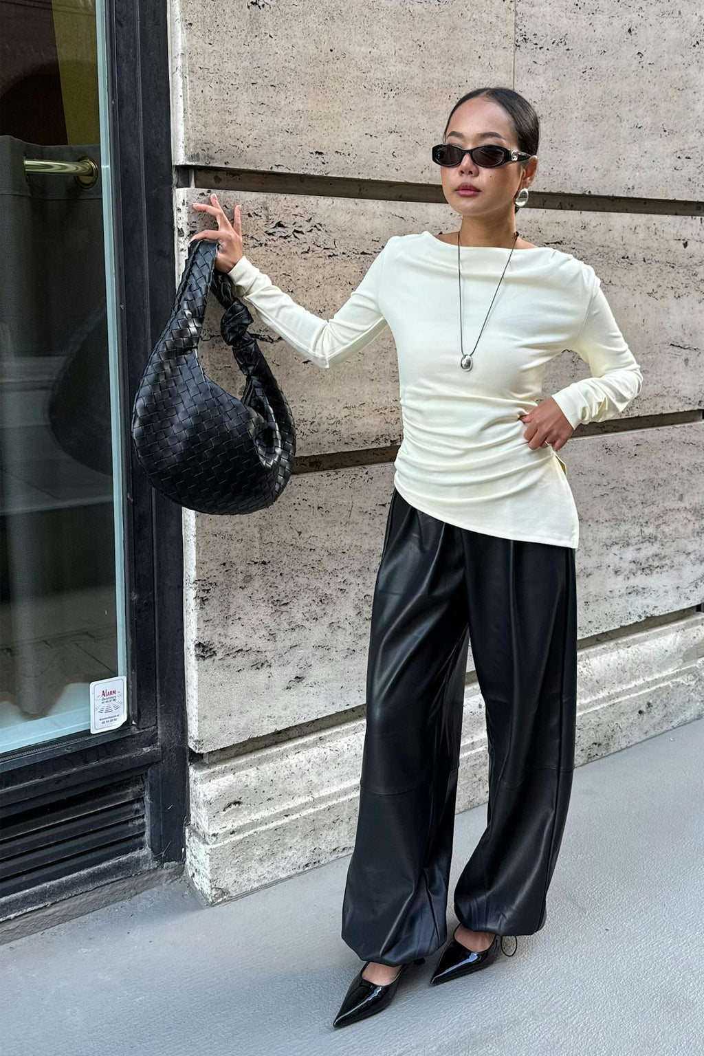 Asymmetric long sleeve top