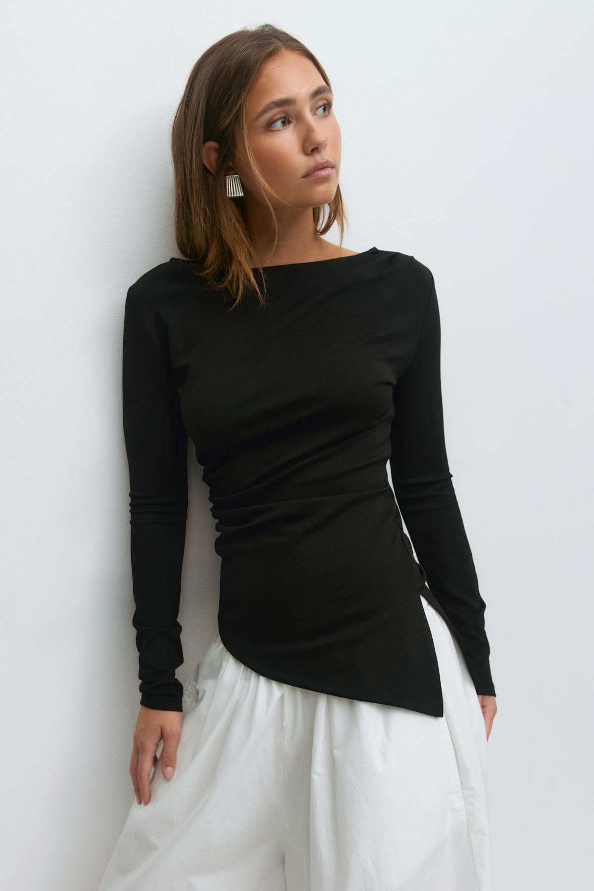 Asymmetric long sleeve top