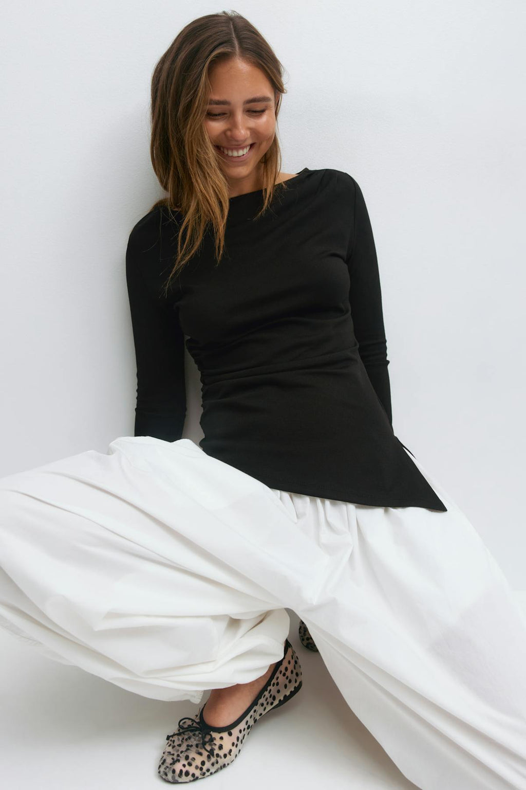 Asymmetric long sleeve top