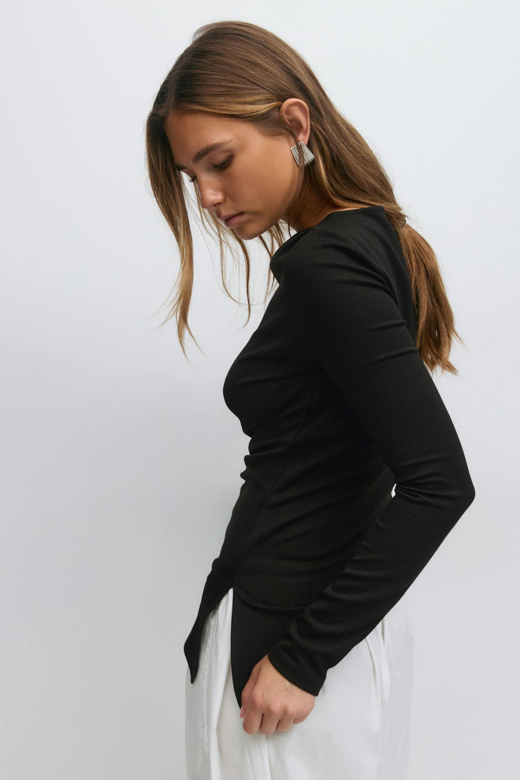 Asymmetric long sleeve top