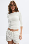 Linen blend mini cargo shorts