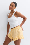 Linen blend frill shorts