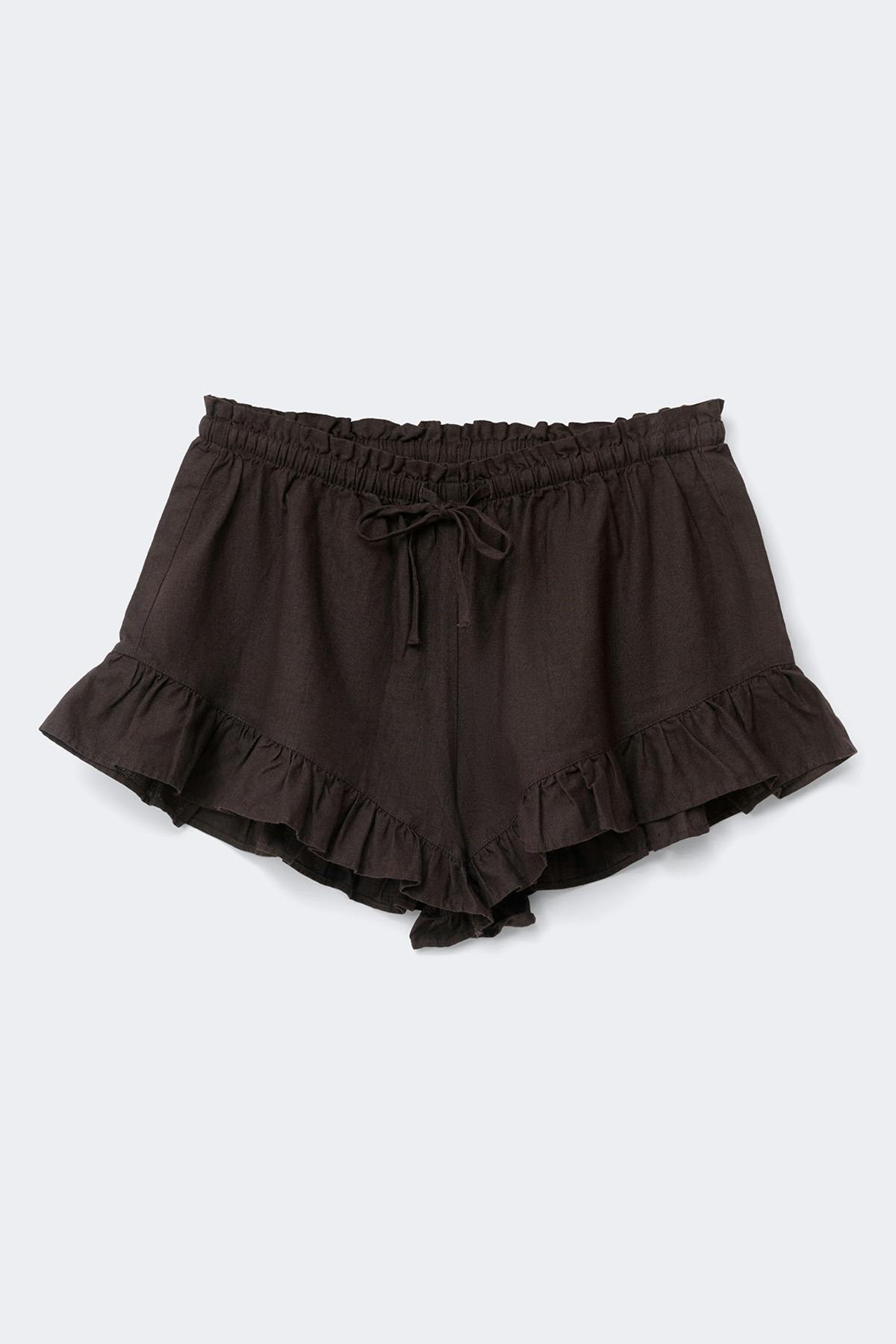 Linen blend frill shorts