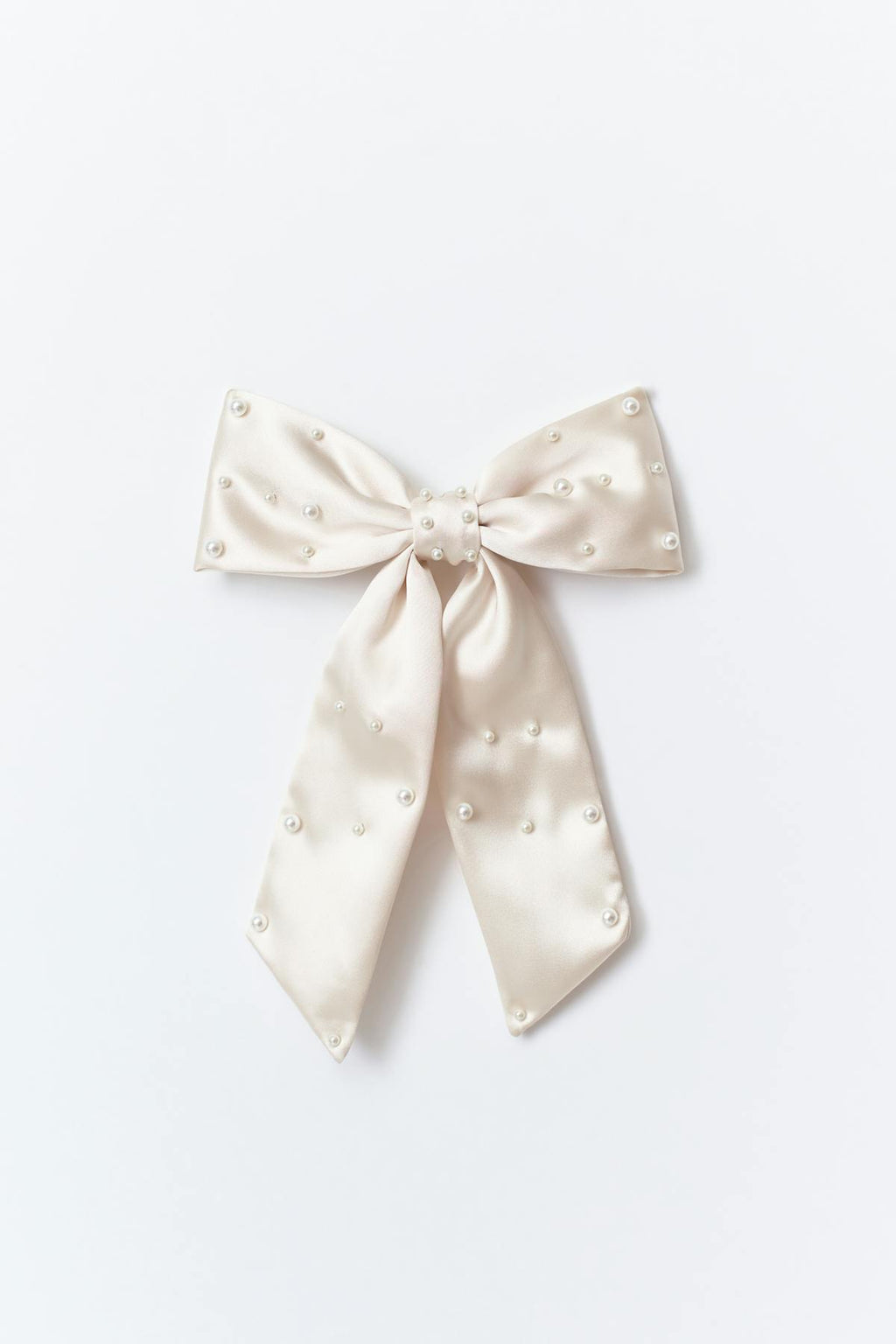 Satin pearl bow hair clip