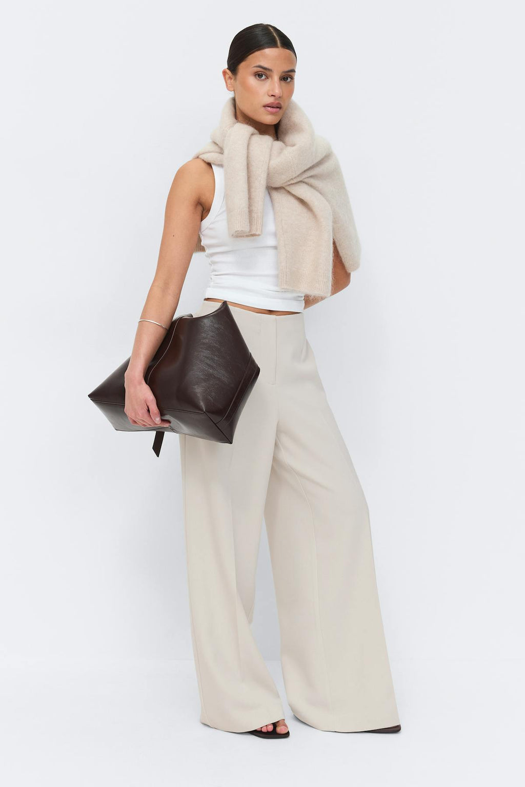 High waist wide trousers
