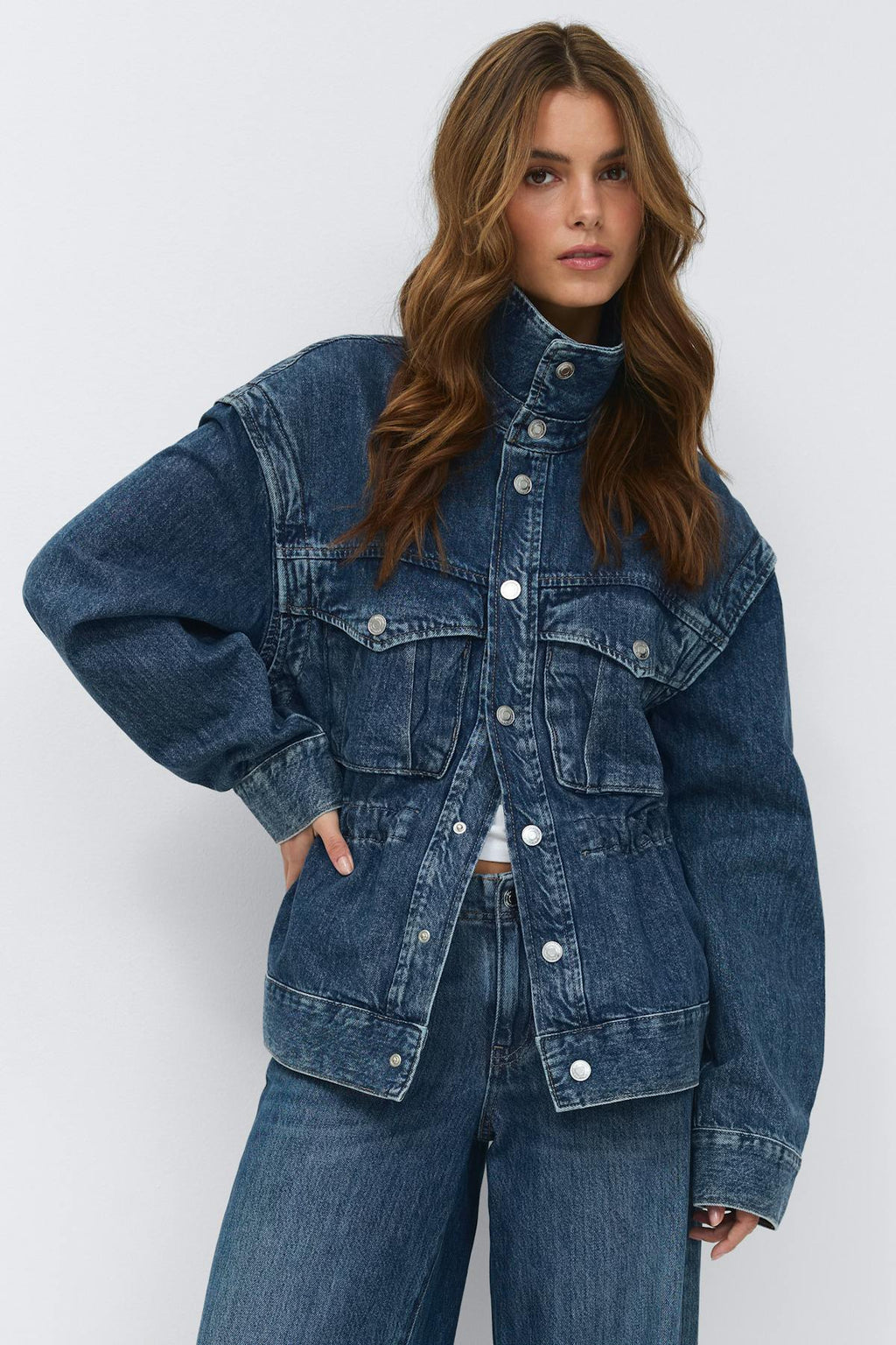 Office cargo denim jacket