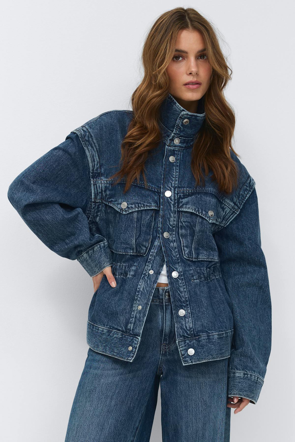 Office cargo denim jacket