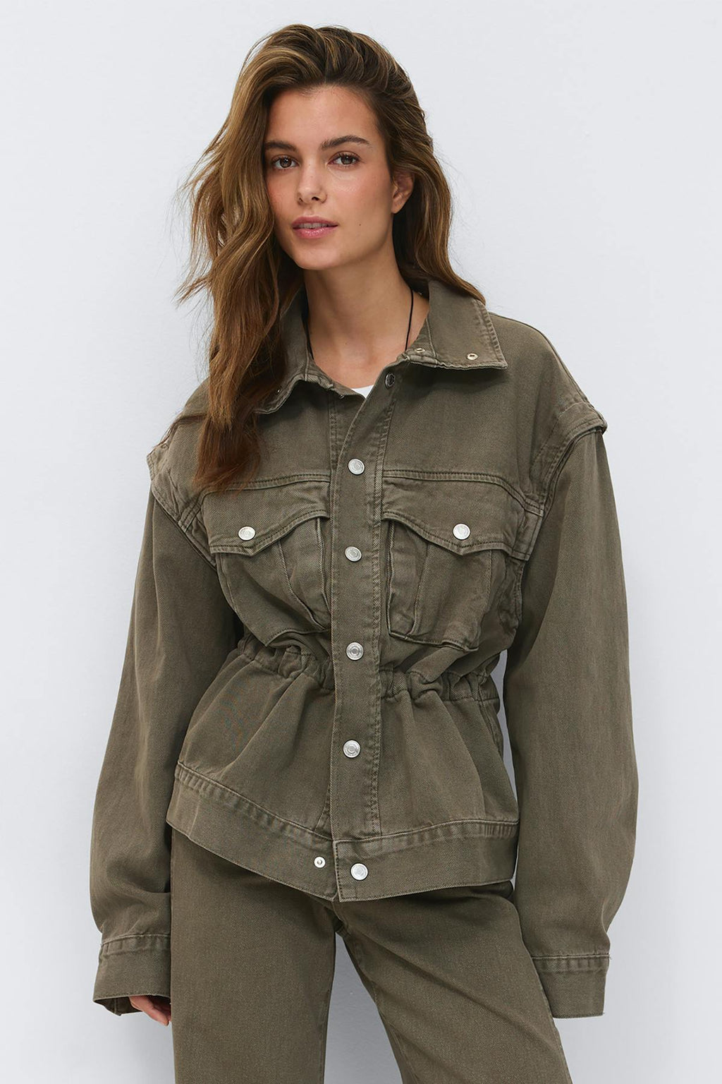 Office cargo denim jacket