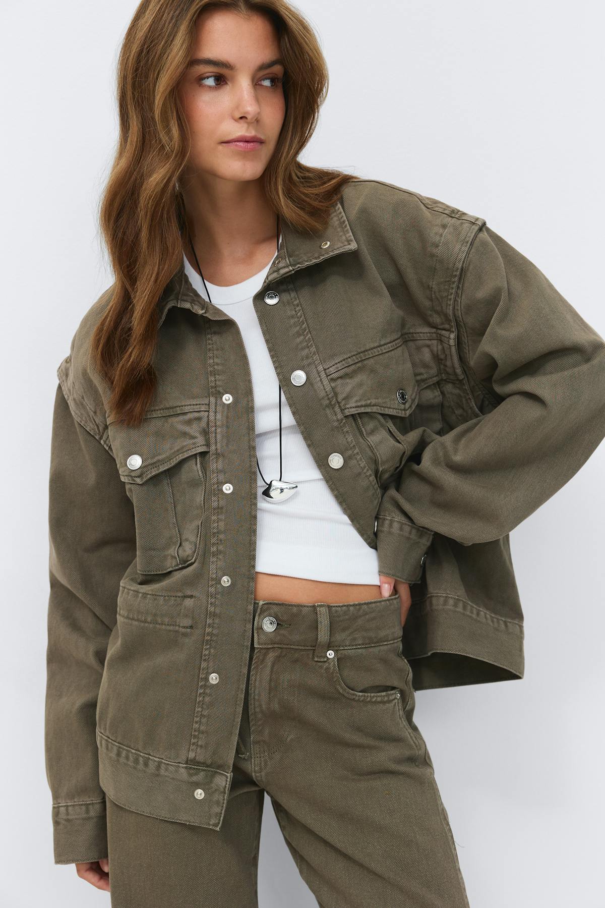 Office cargo denim jacket