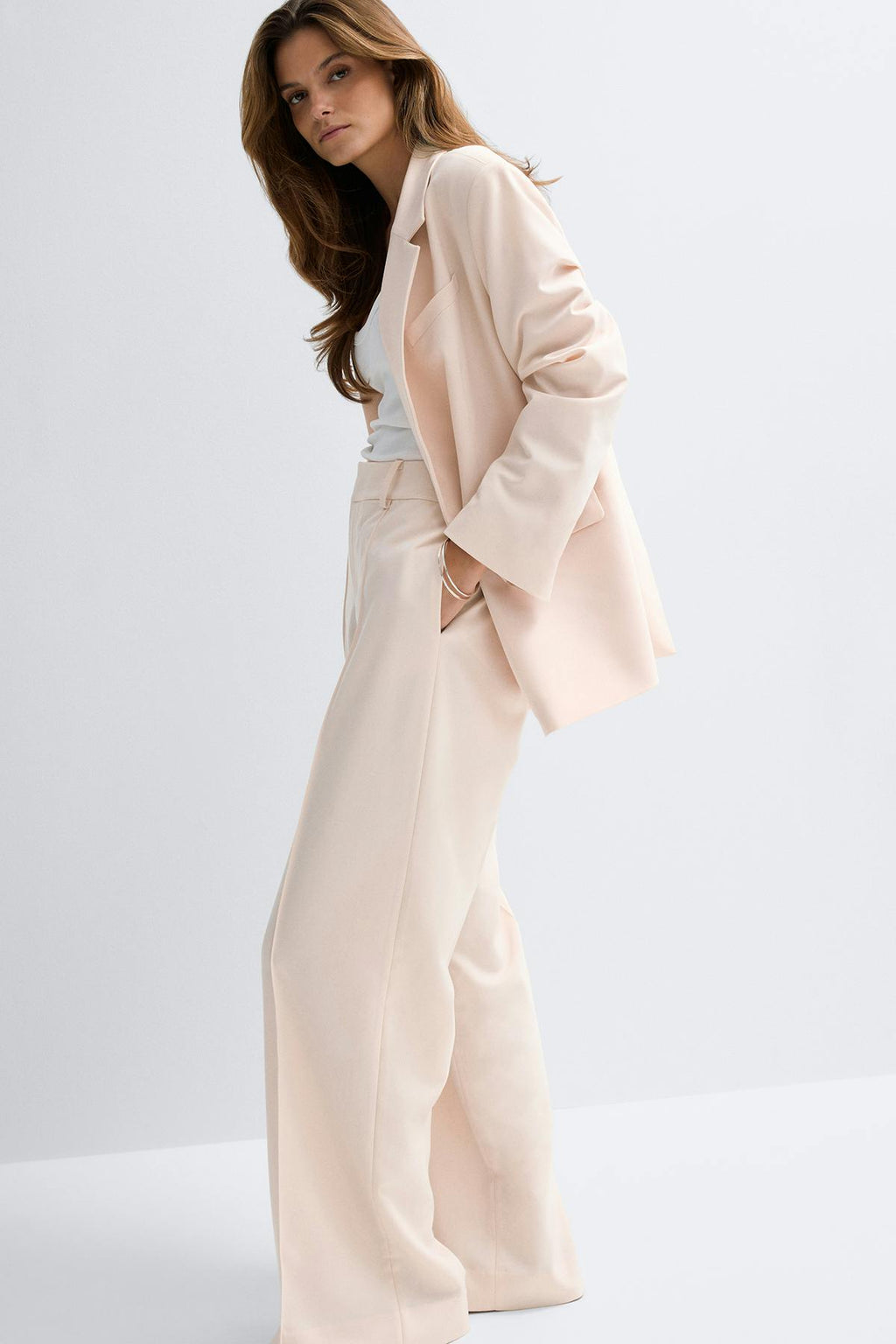 Mid waist wide trousers