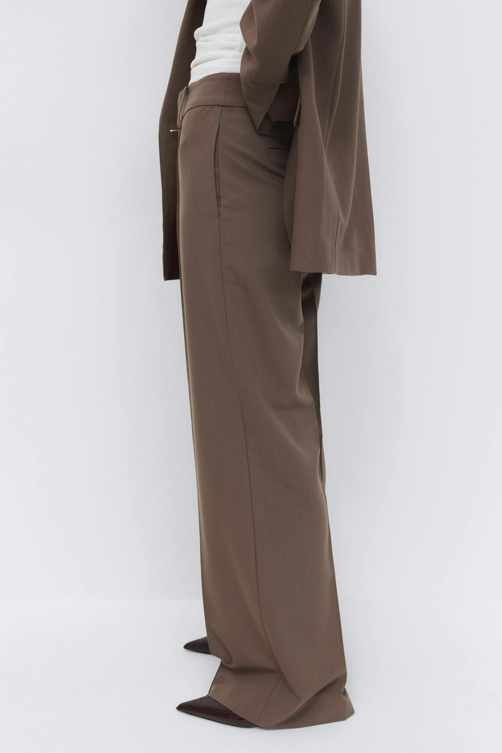 Mid waist wide trousers
