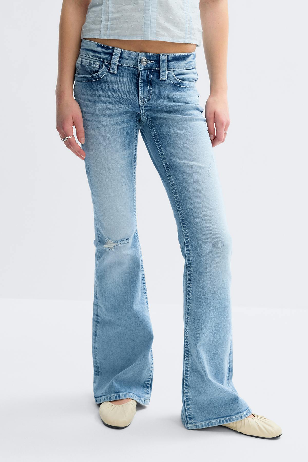 Y one knee destroy jeans tall