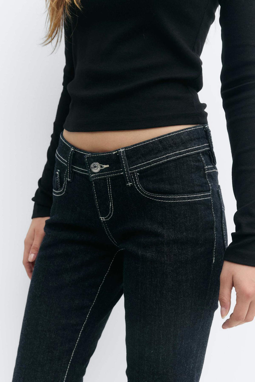 Ultra low flare petite jeans
