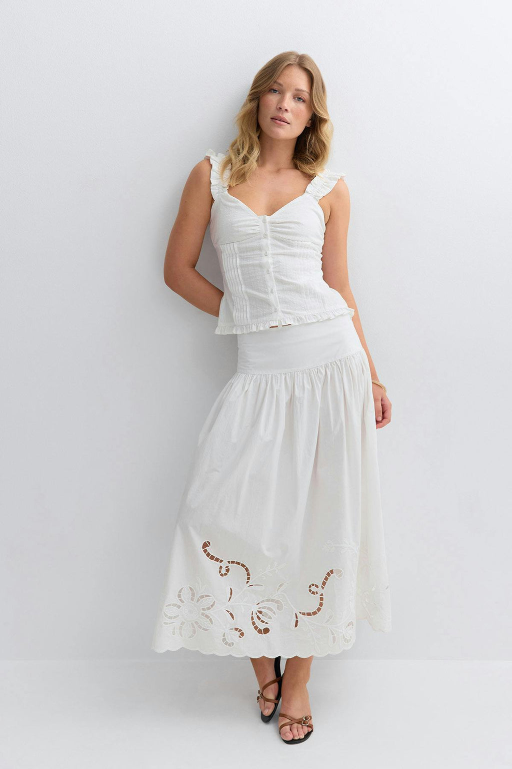Seersucker frill top