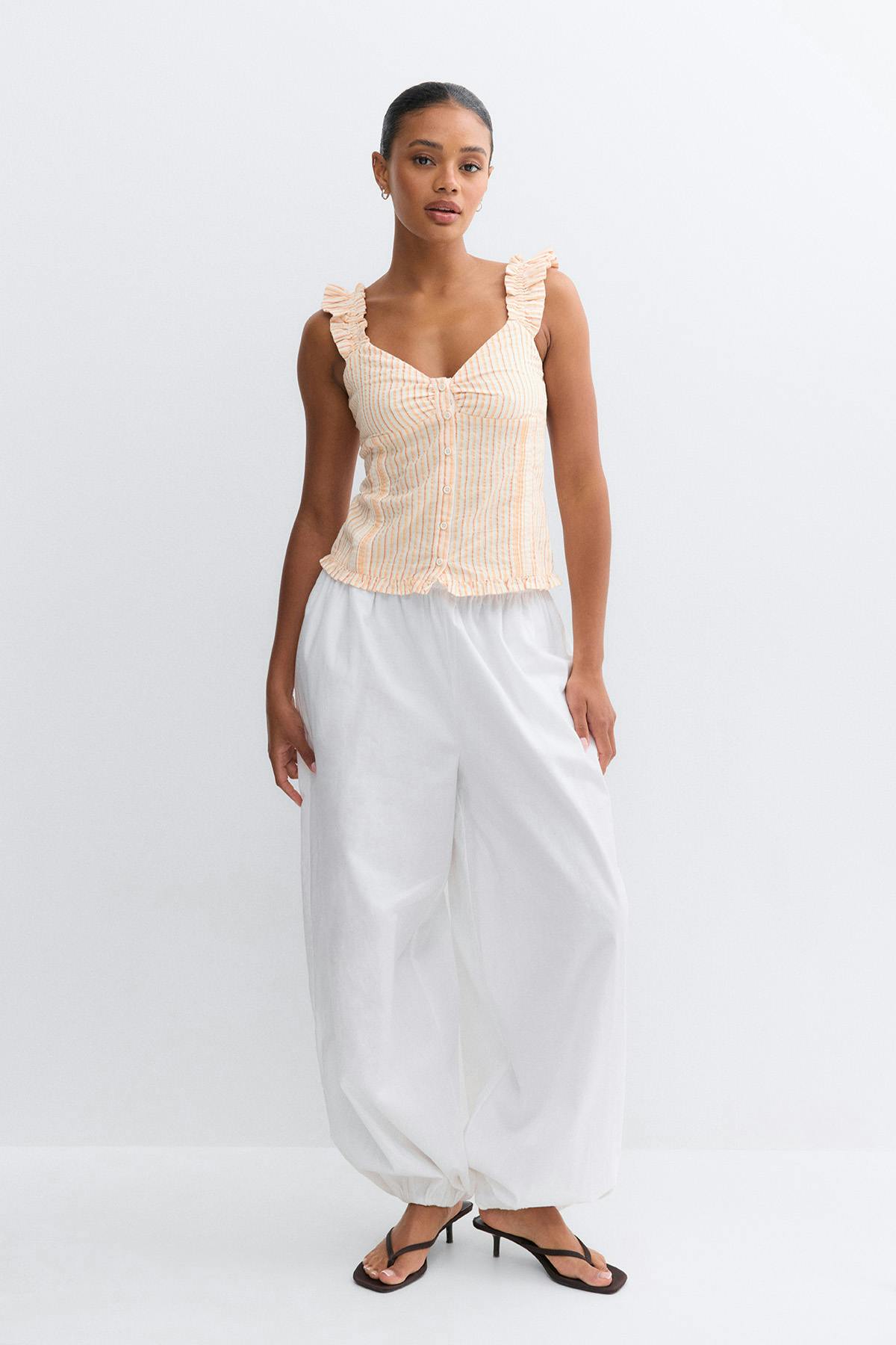 Seersucker frill top
