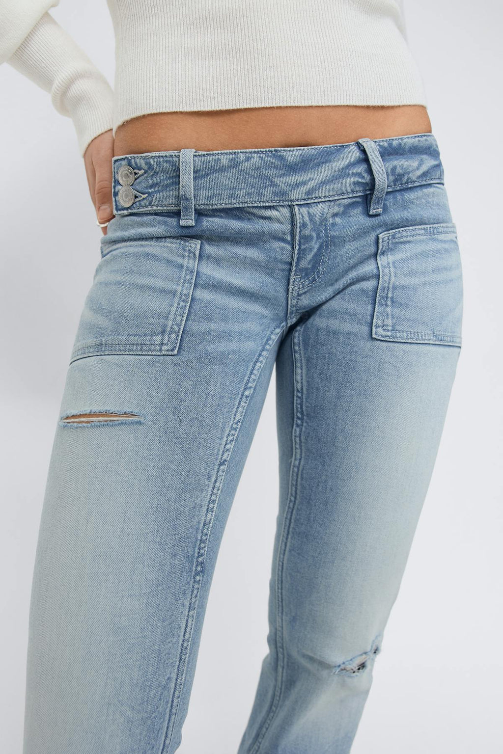 14+ pleated flare jeans