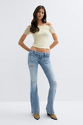 14+ pleated flare jeans tall