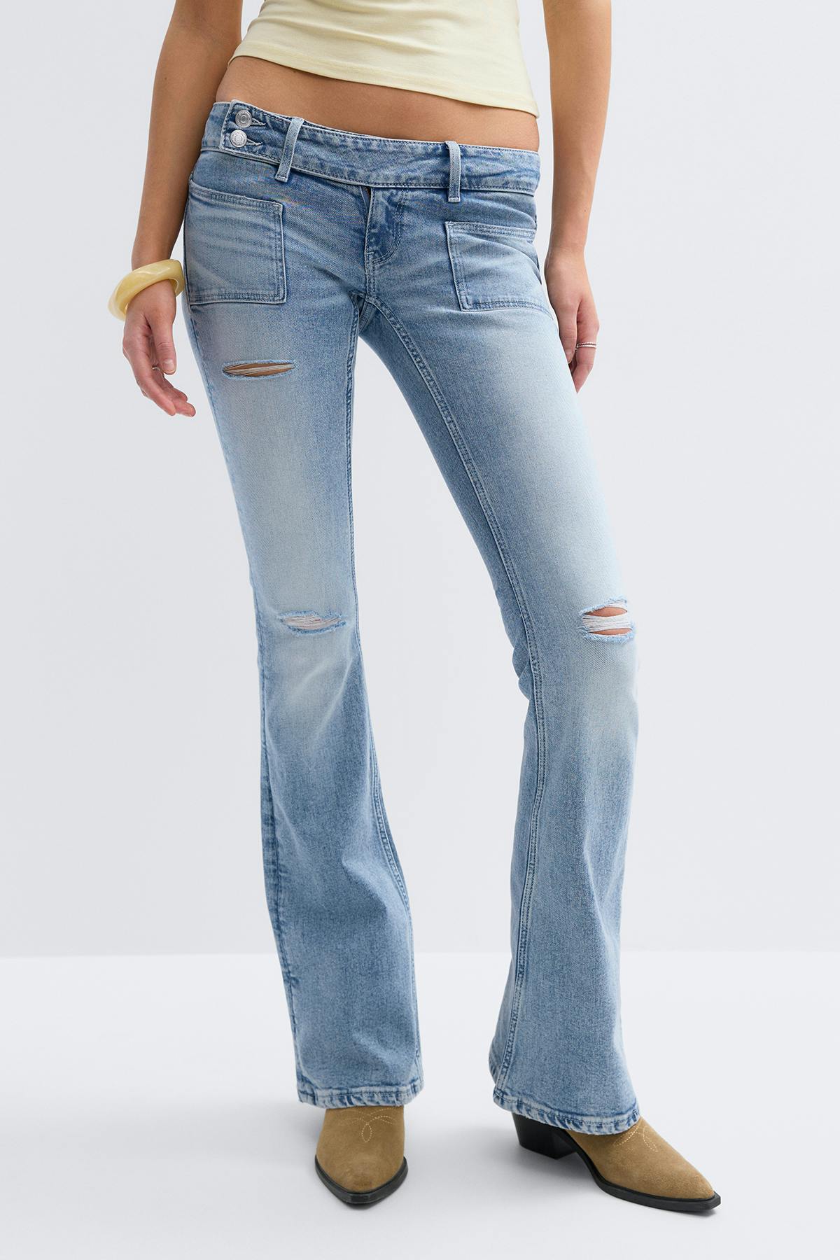14+ pleated flare jeans tall