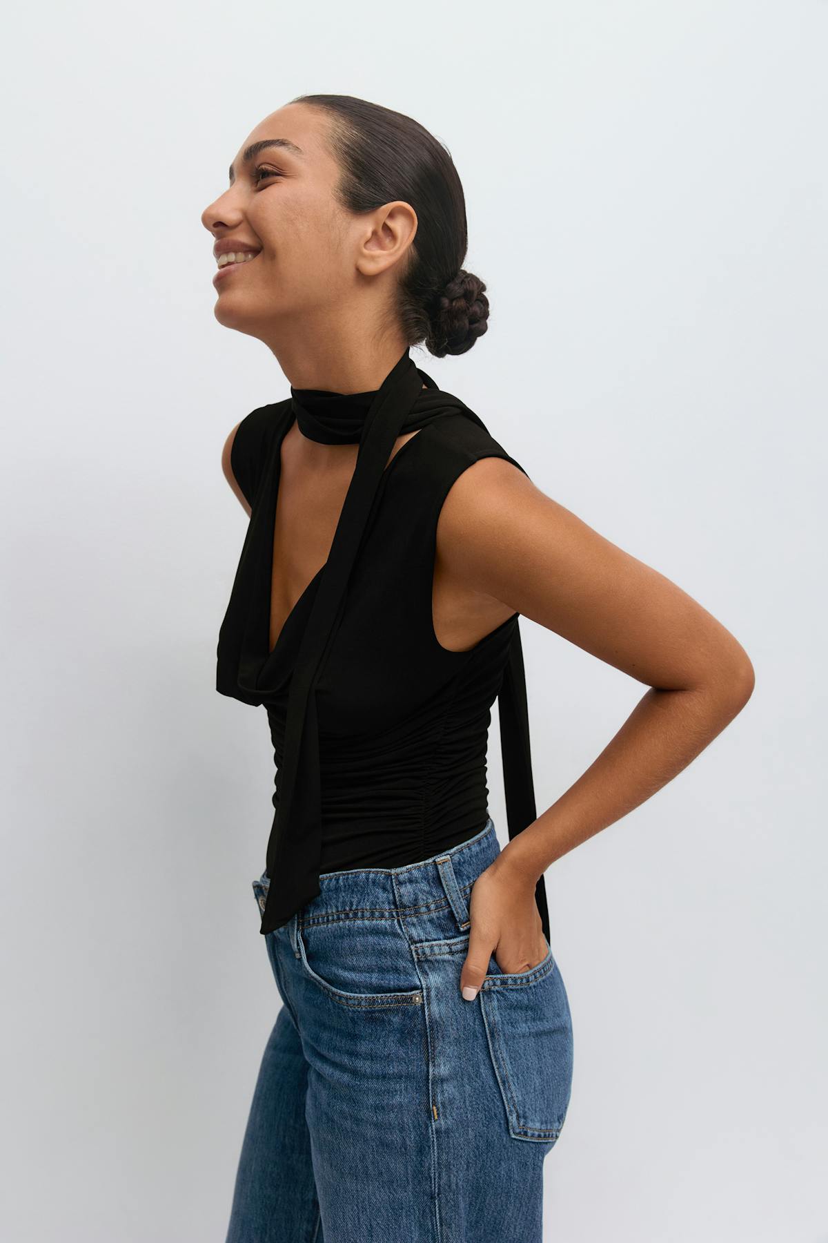 Cowlneck scarf top