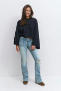 Y pleated flare jeans