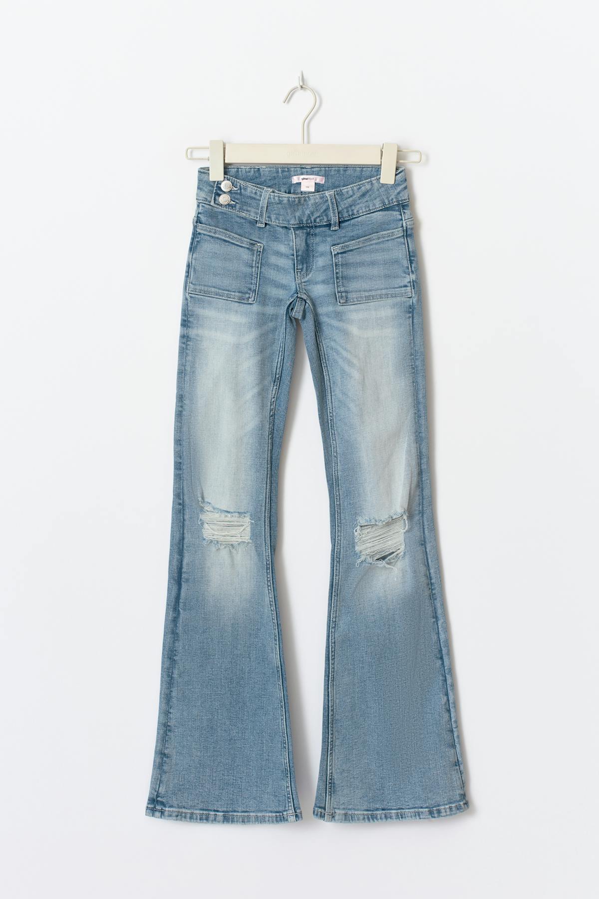 Y pleated flare jeans