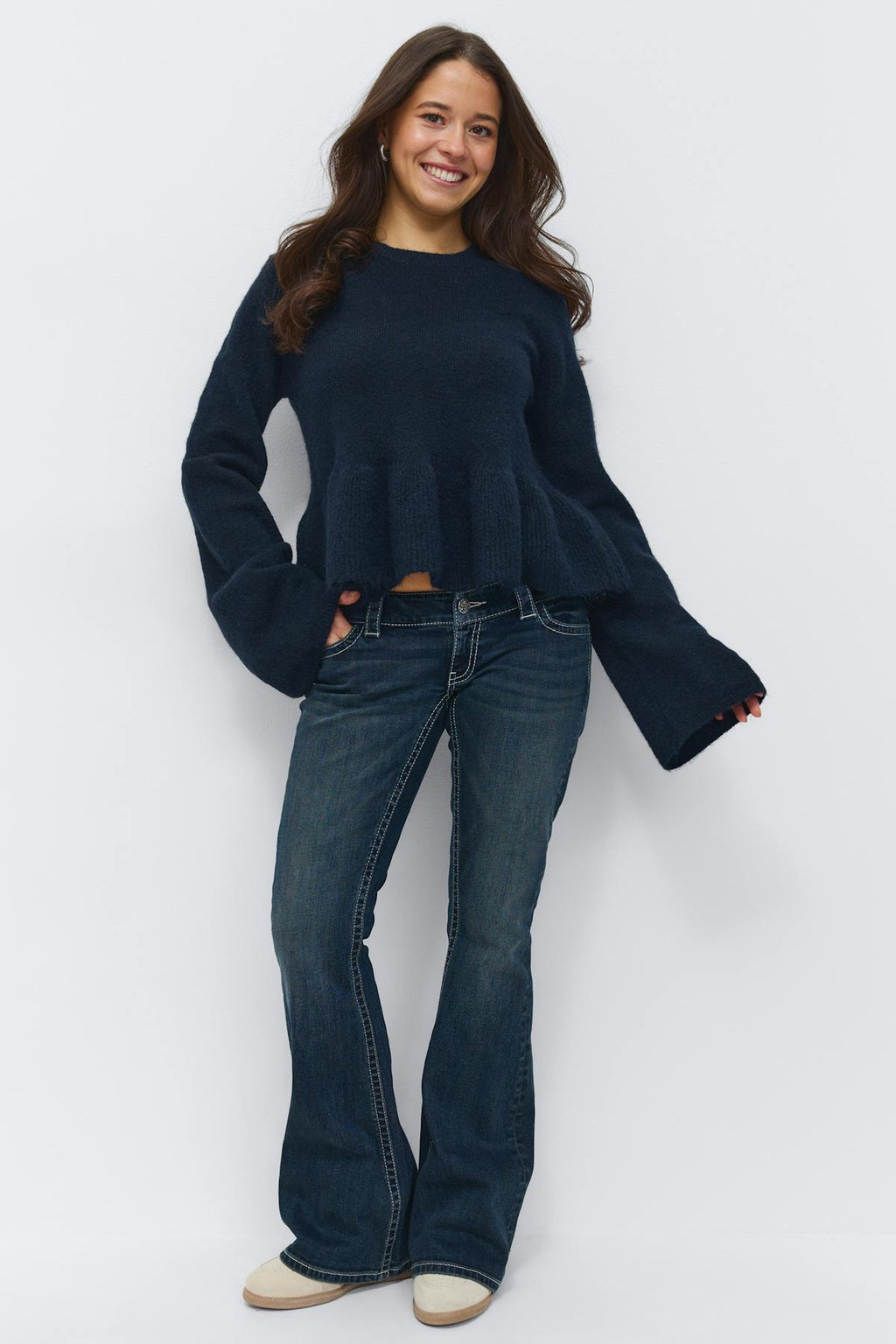 14+ knitted peplum sweater