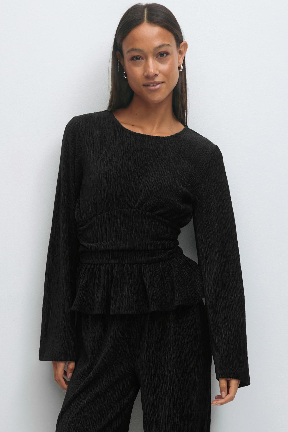 Velvet peplum top