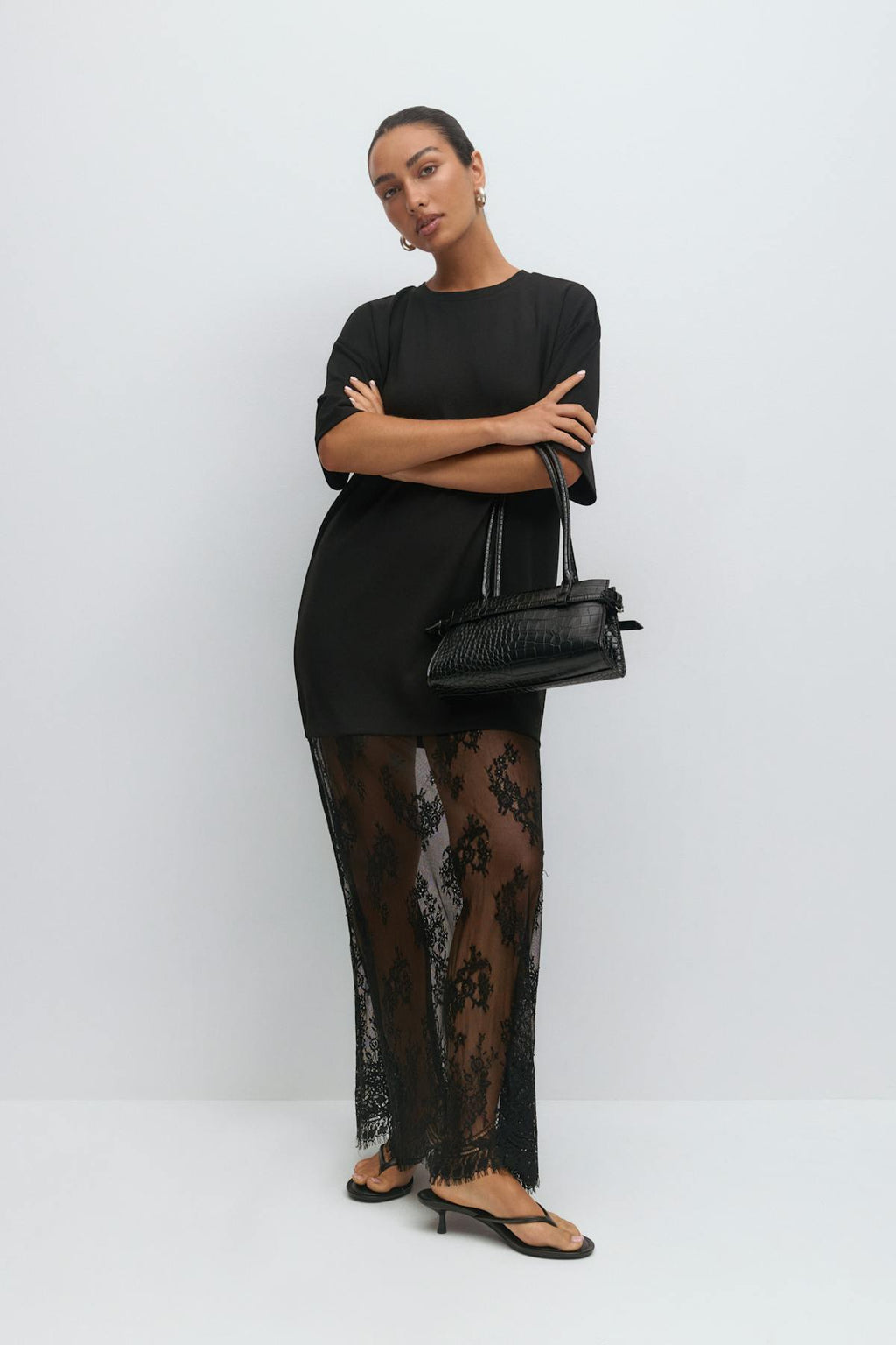 T-shirt lace maxi dress