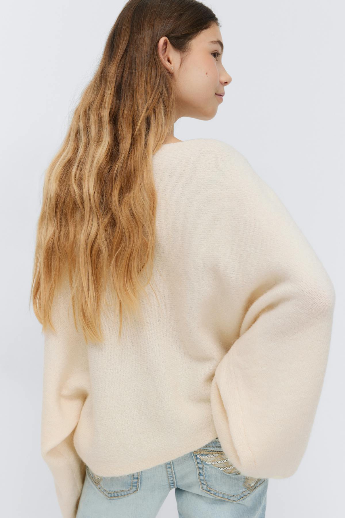 Y knitted poncho sweater