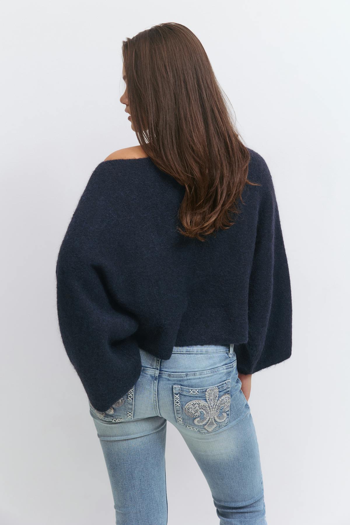 Y knitted poncho sweater