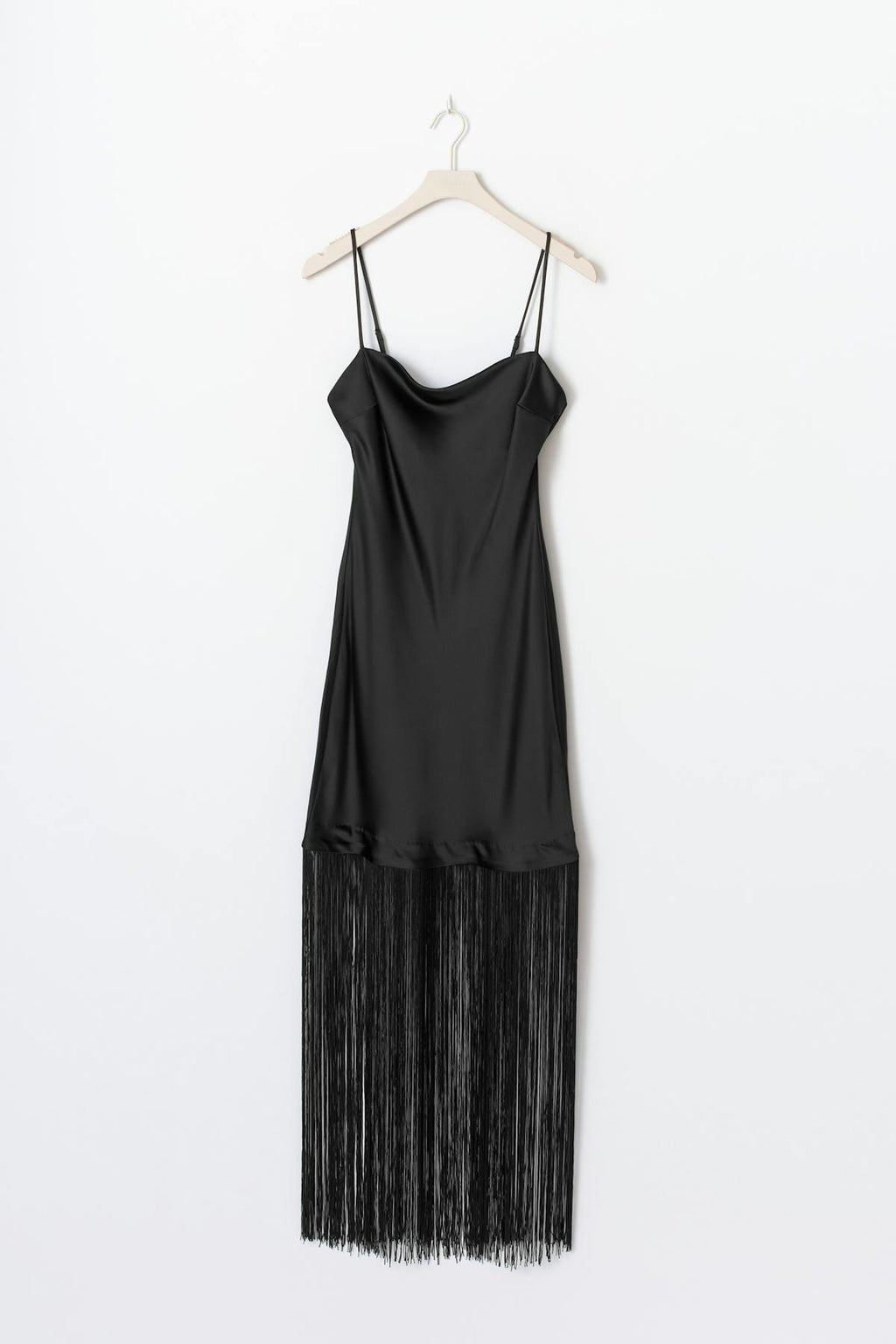 Fringe satin maxi dress