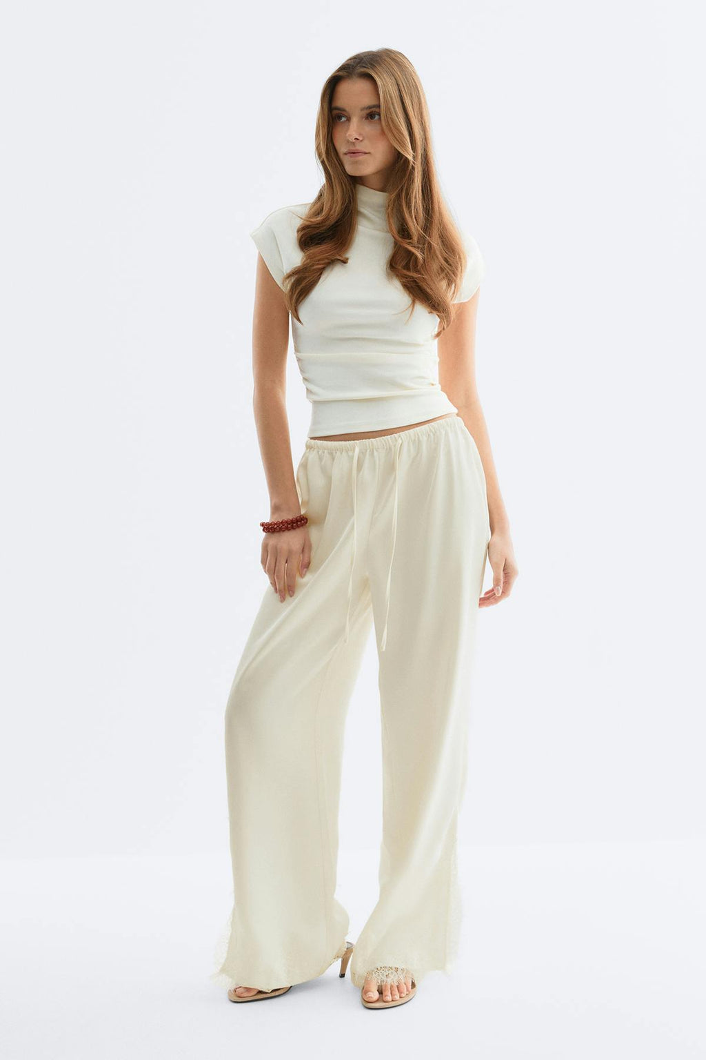 Satin lace trousers