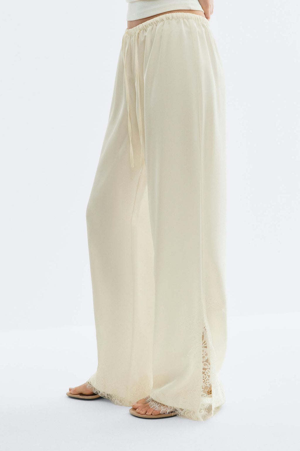 Satin lace trousers