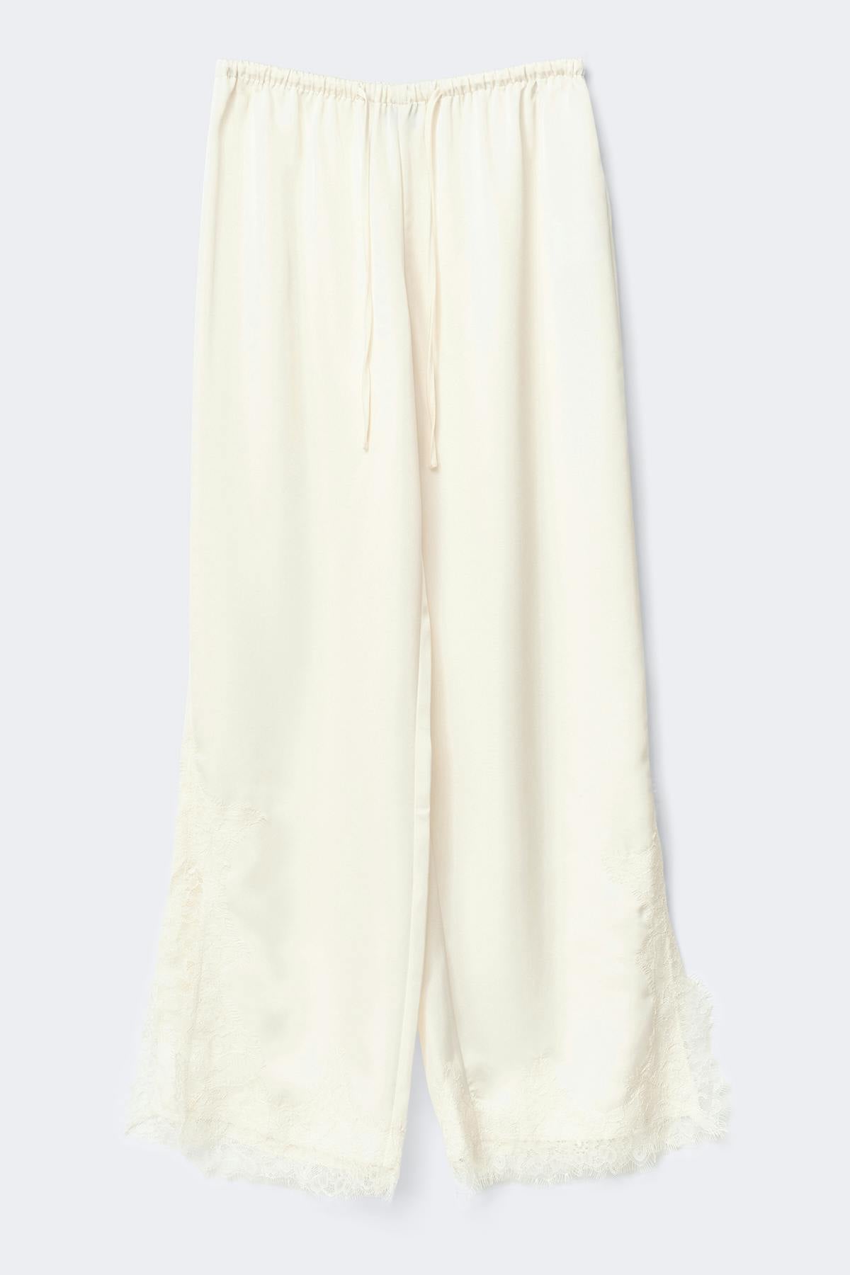 Satin lace trousers