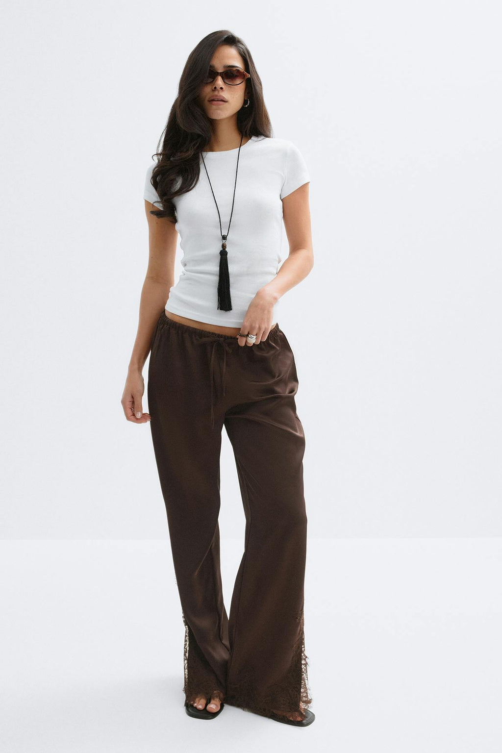 Satin lace trousers
