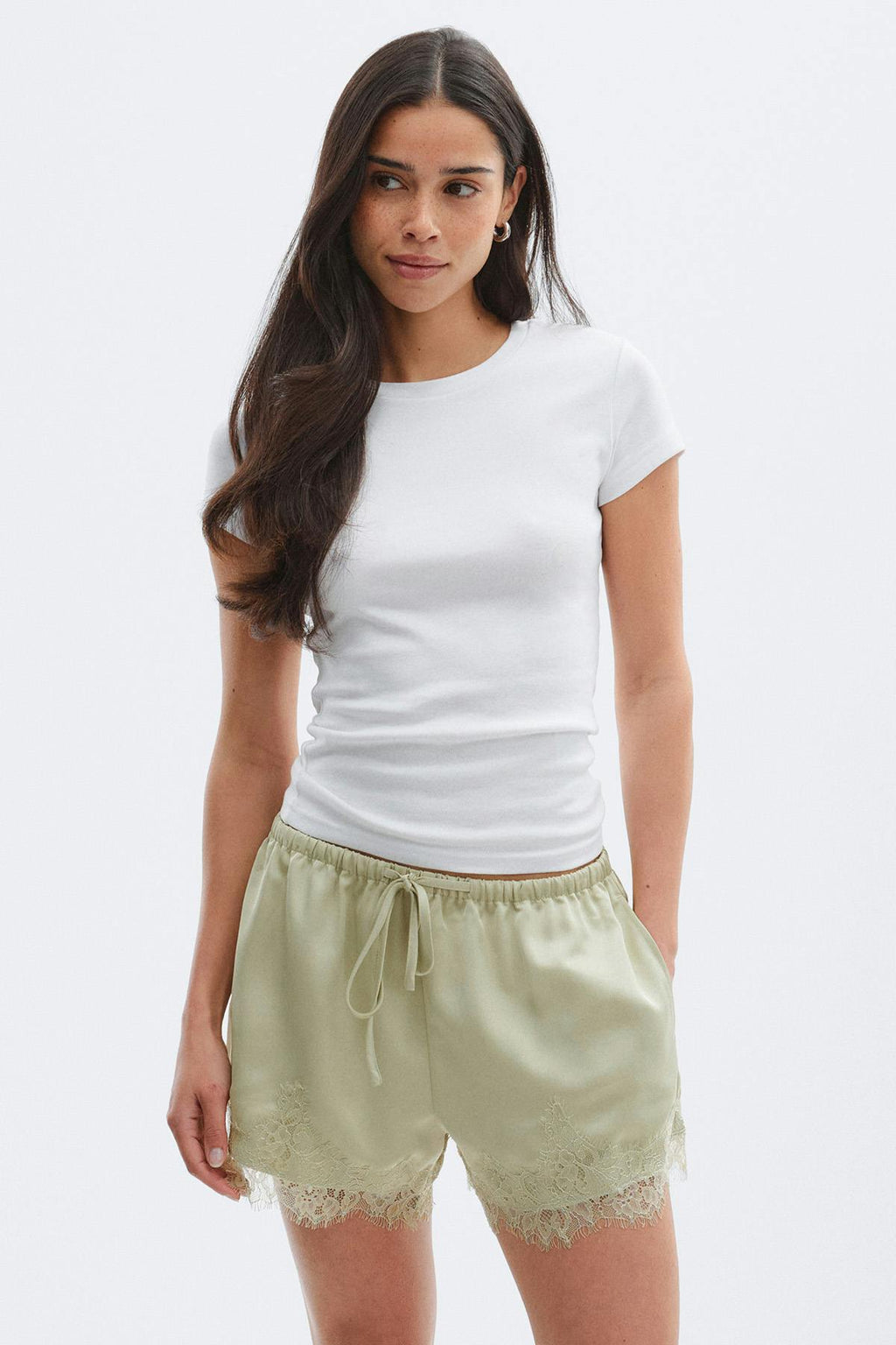 Satin lace shorts
