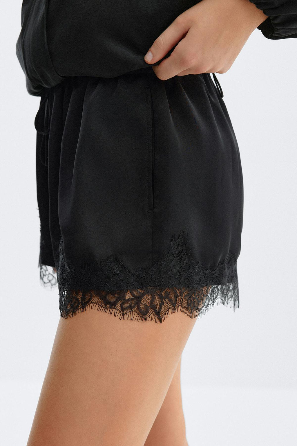 Satin lace shorts