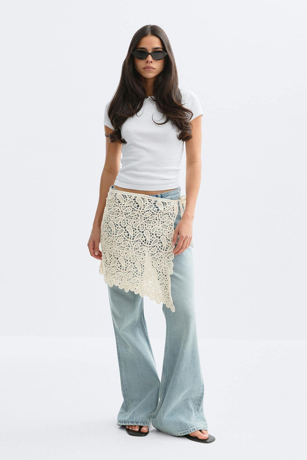 Knitted crochet apron skirt