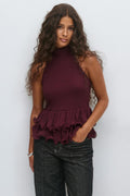 Halterneck ruffle top