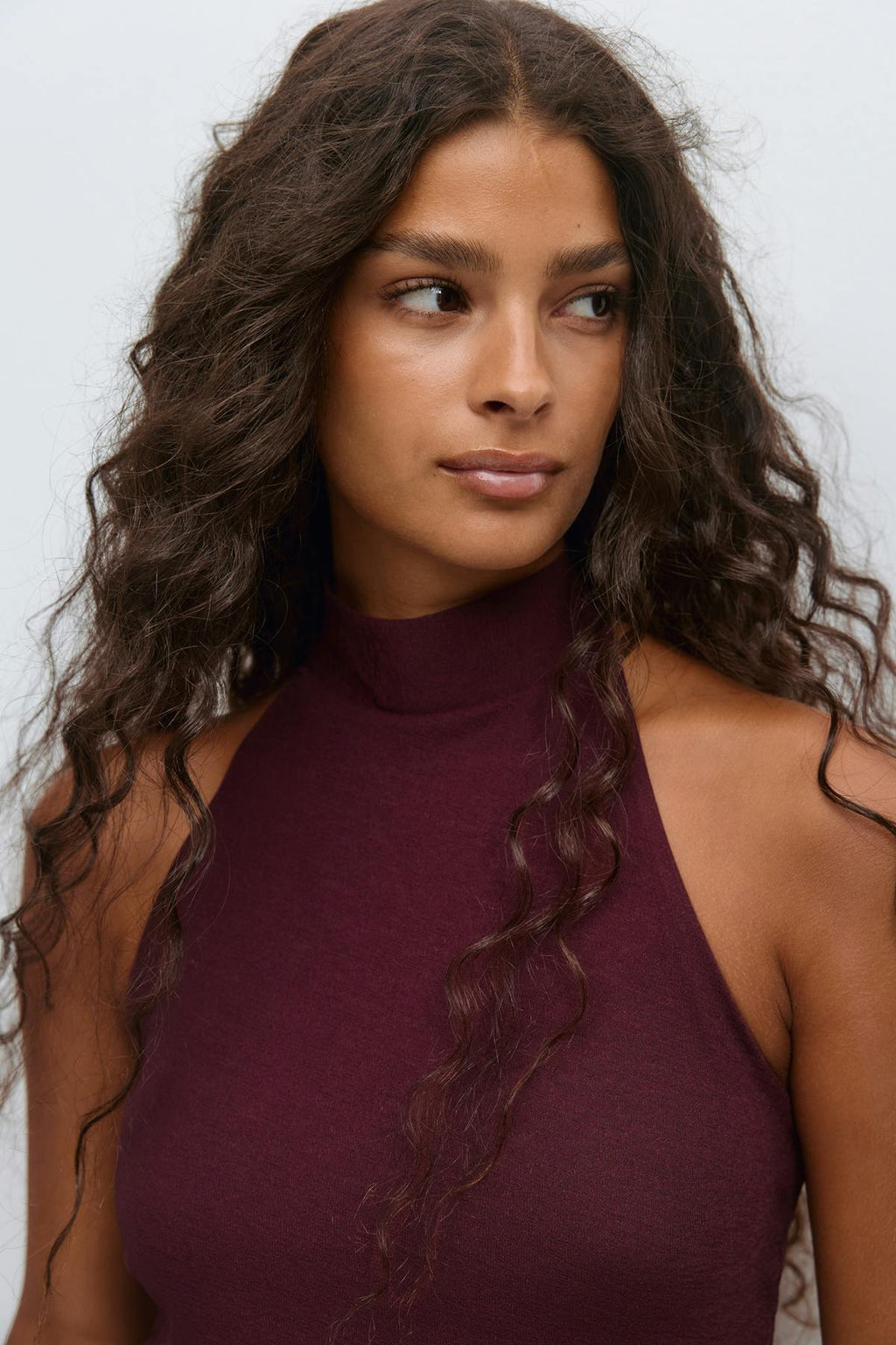Halterneck ruffle top