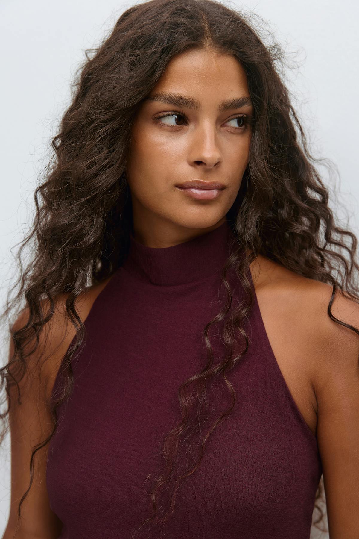 Halterneck ruffle top