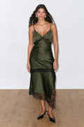 Satin lace midi dress