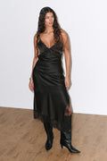 Satin lace midi dress