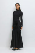 Draped satin maxi dress