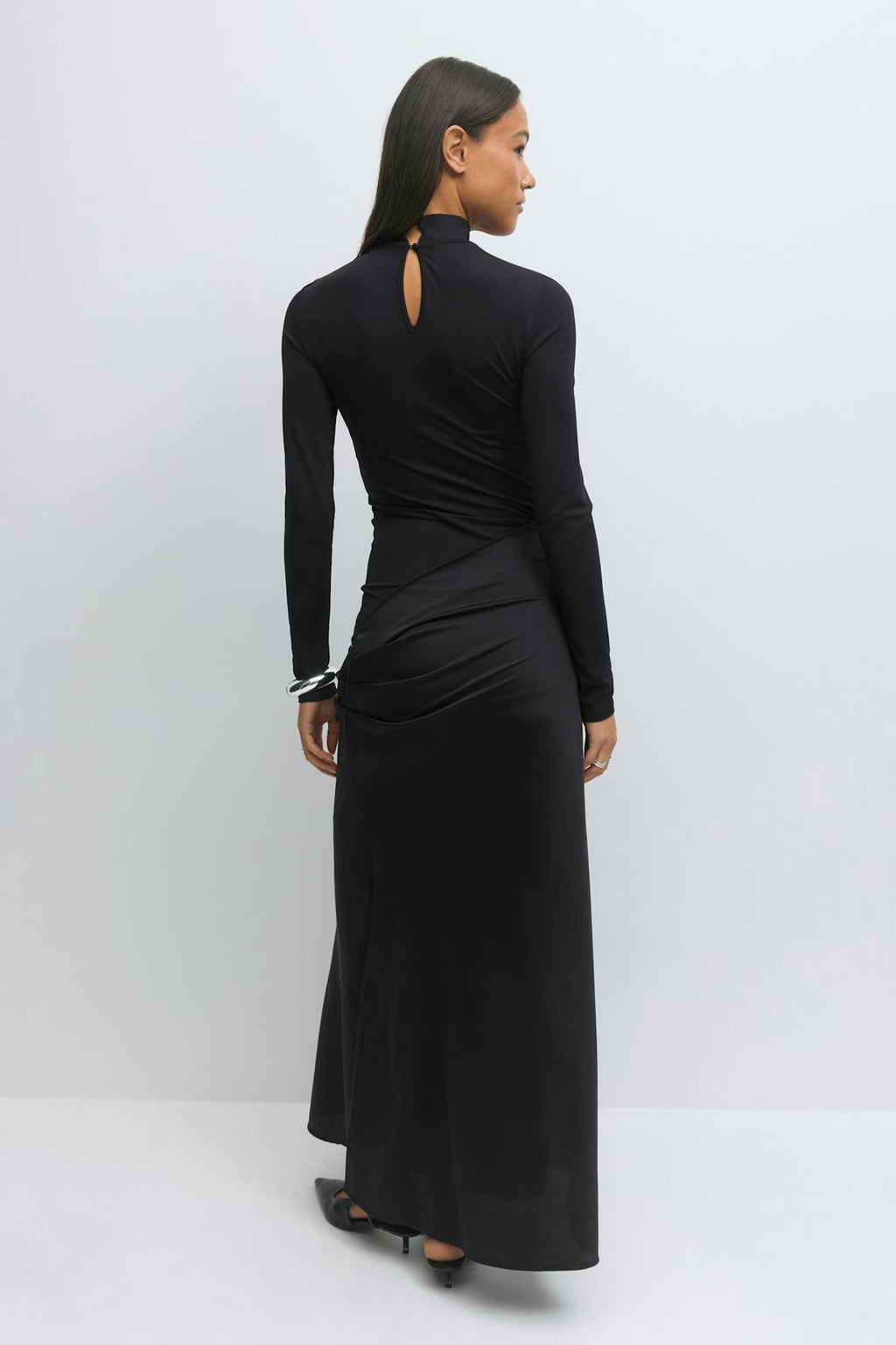 Draped satin maxi dress