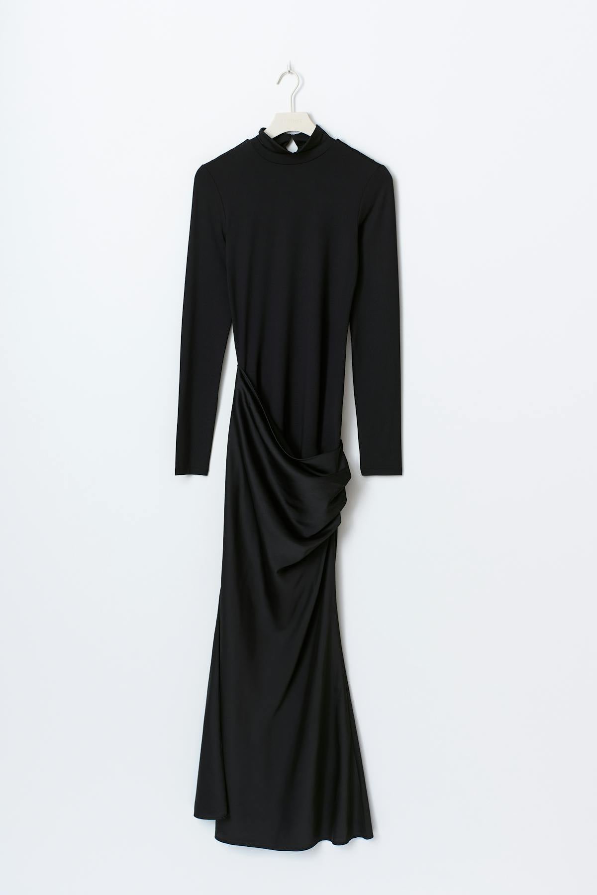 Draped satin maxi dress