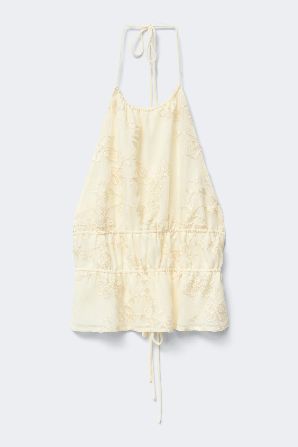 Embroidery open back top