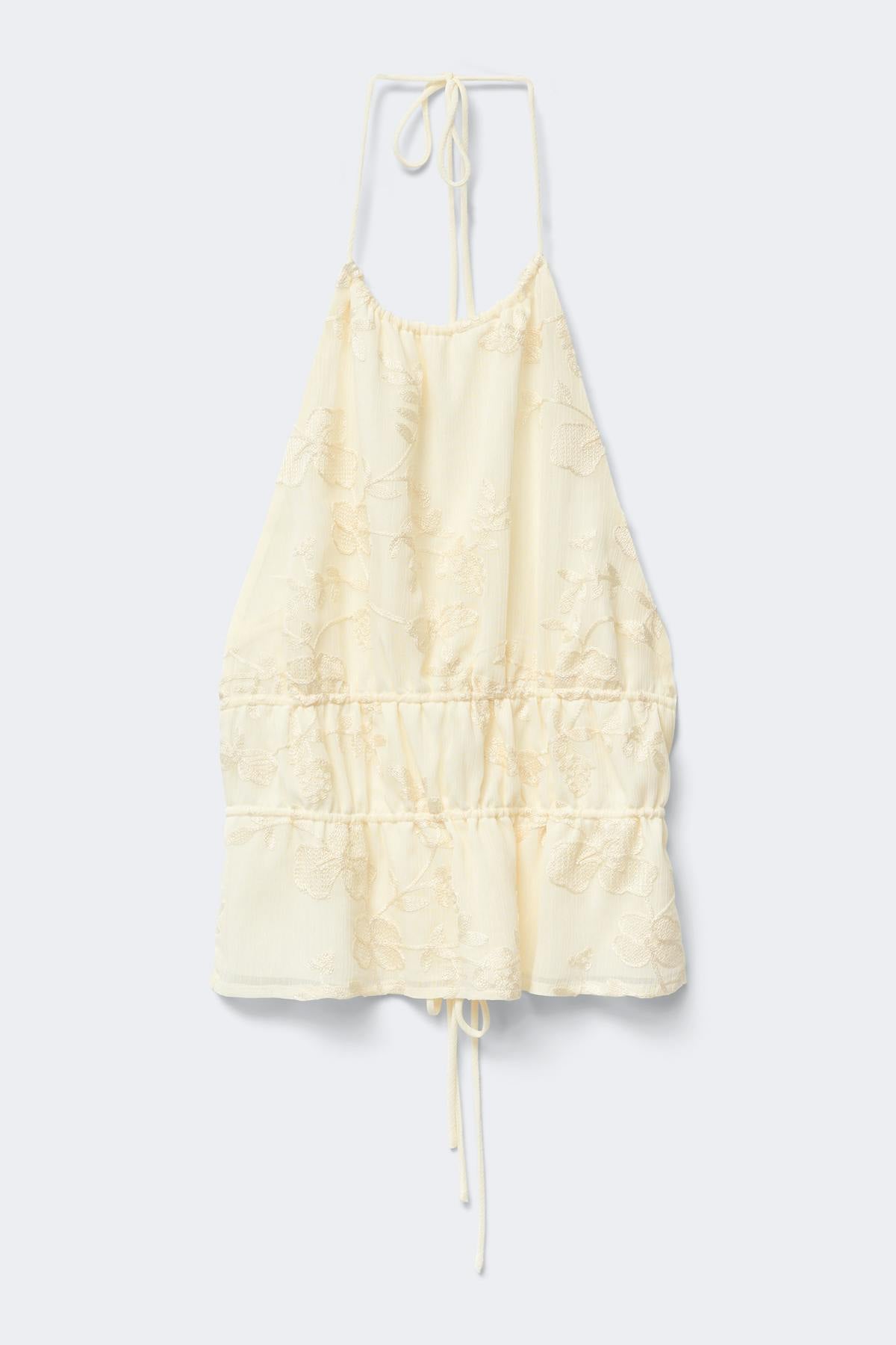 Embroidery open back top