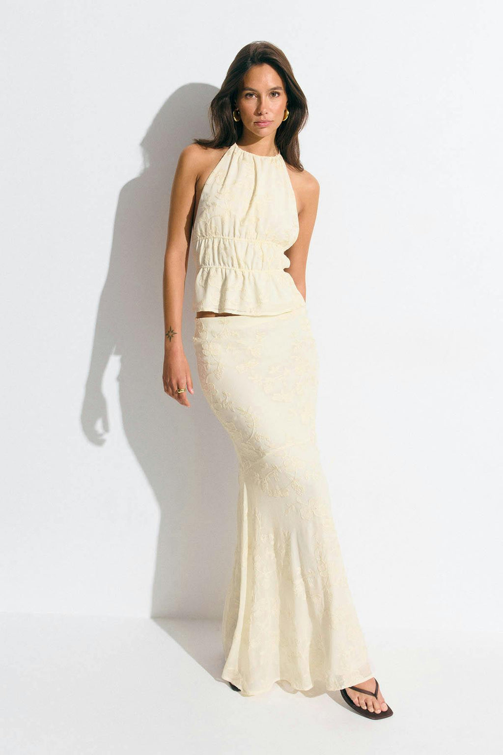 Embroidery maxi skirt